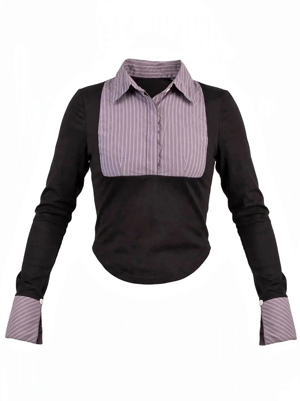 Striped Black & Grey Long Sleeve Top Like New